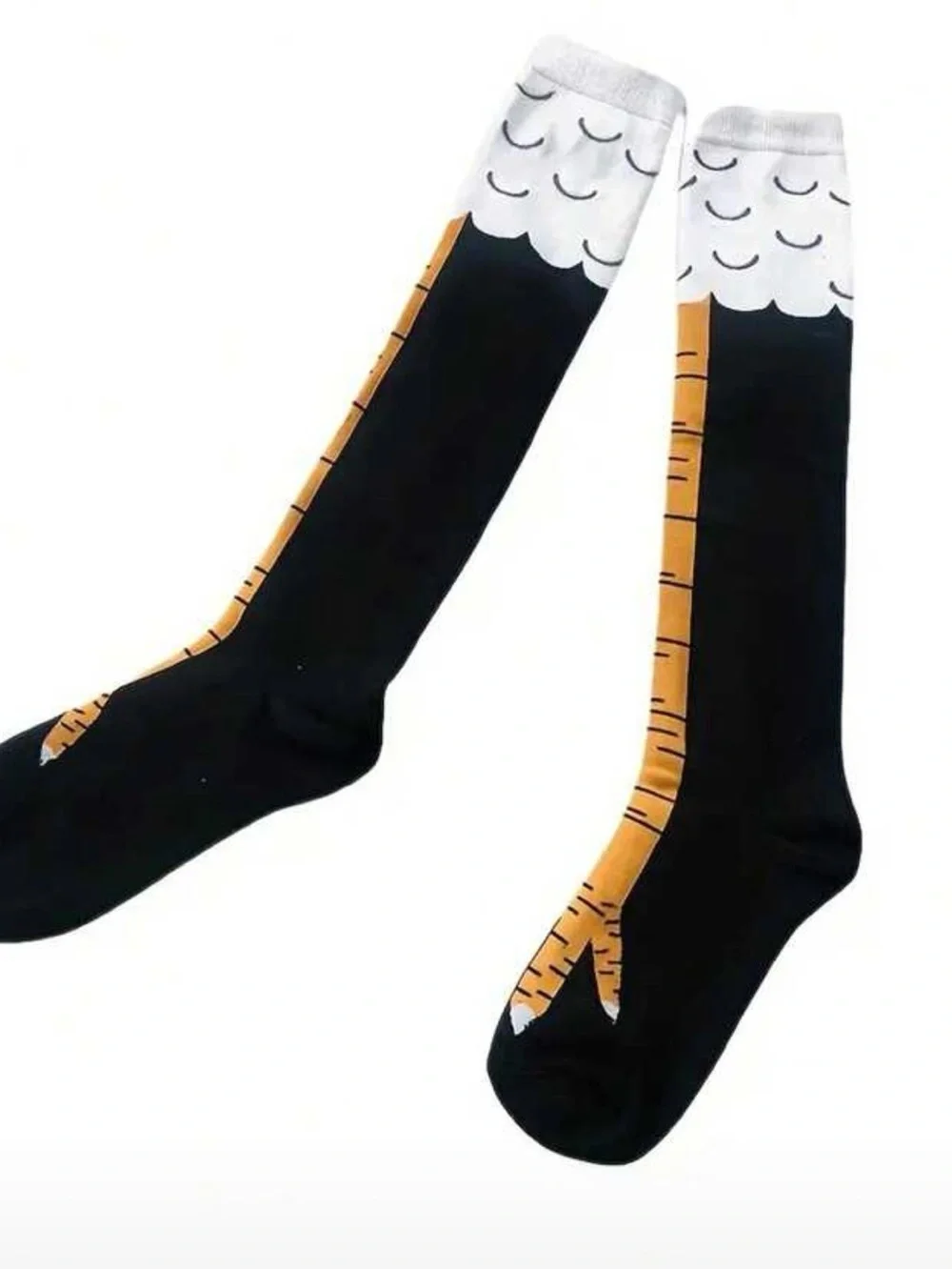 Kids Novelty Black & Yellow Bird Leg Knee-High Socks